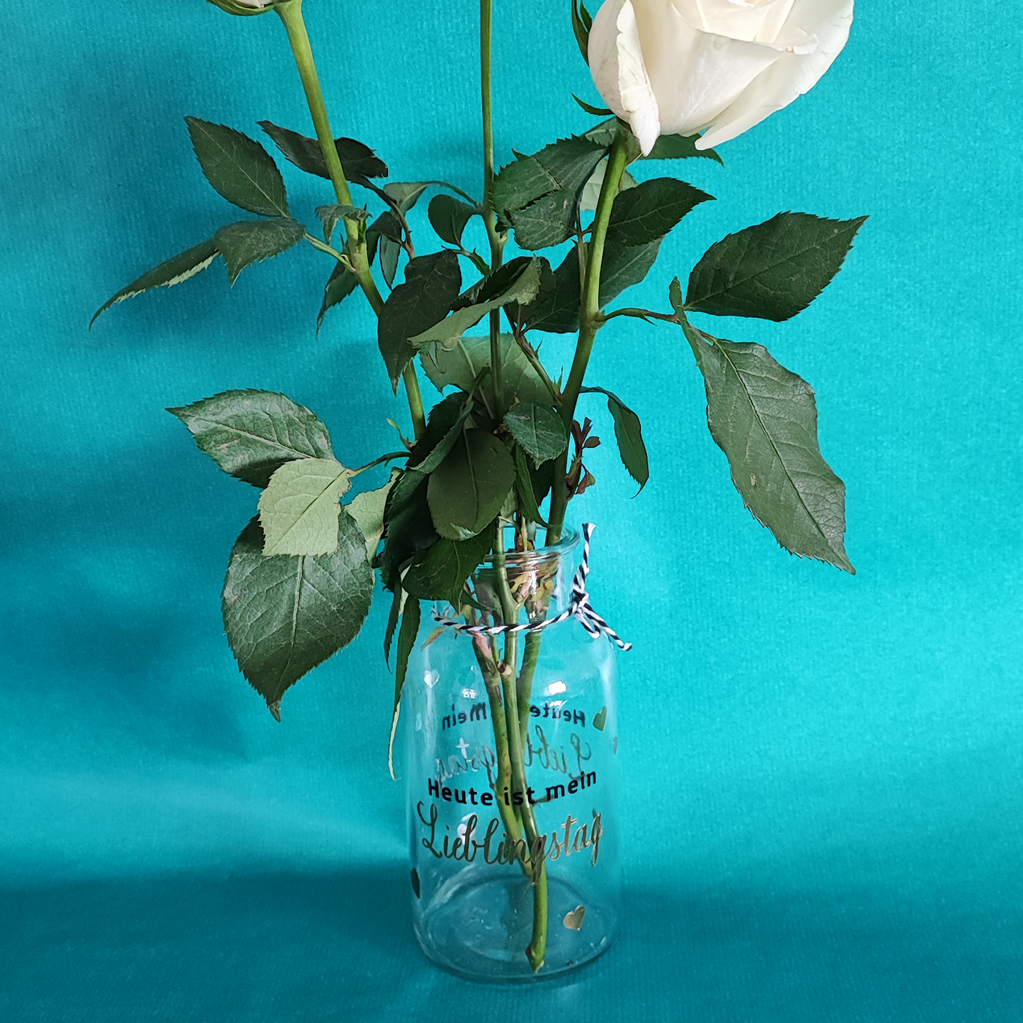 Blumenvase "Lieblingstag", schwarz-gold, 8 x 16 cm
